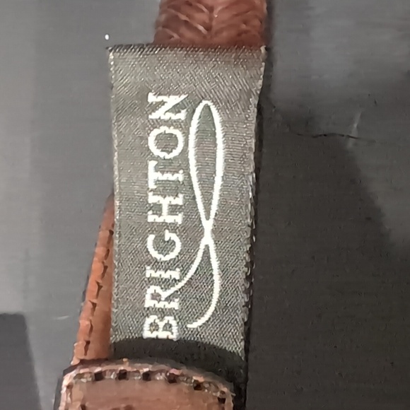 Brighton Men's Brown Braided Leather Belt with Silver Buckle, Size 32 M/L. - Picture 7 of 10